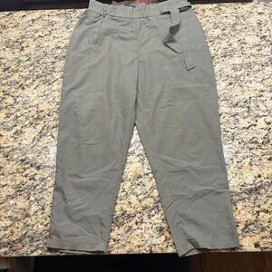 Zara Basic Olive Green Paperbag Waist Tapered Pants Size Large ws